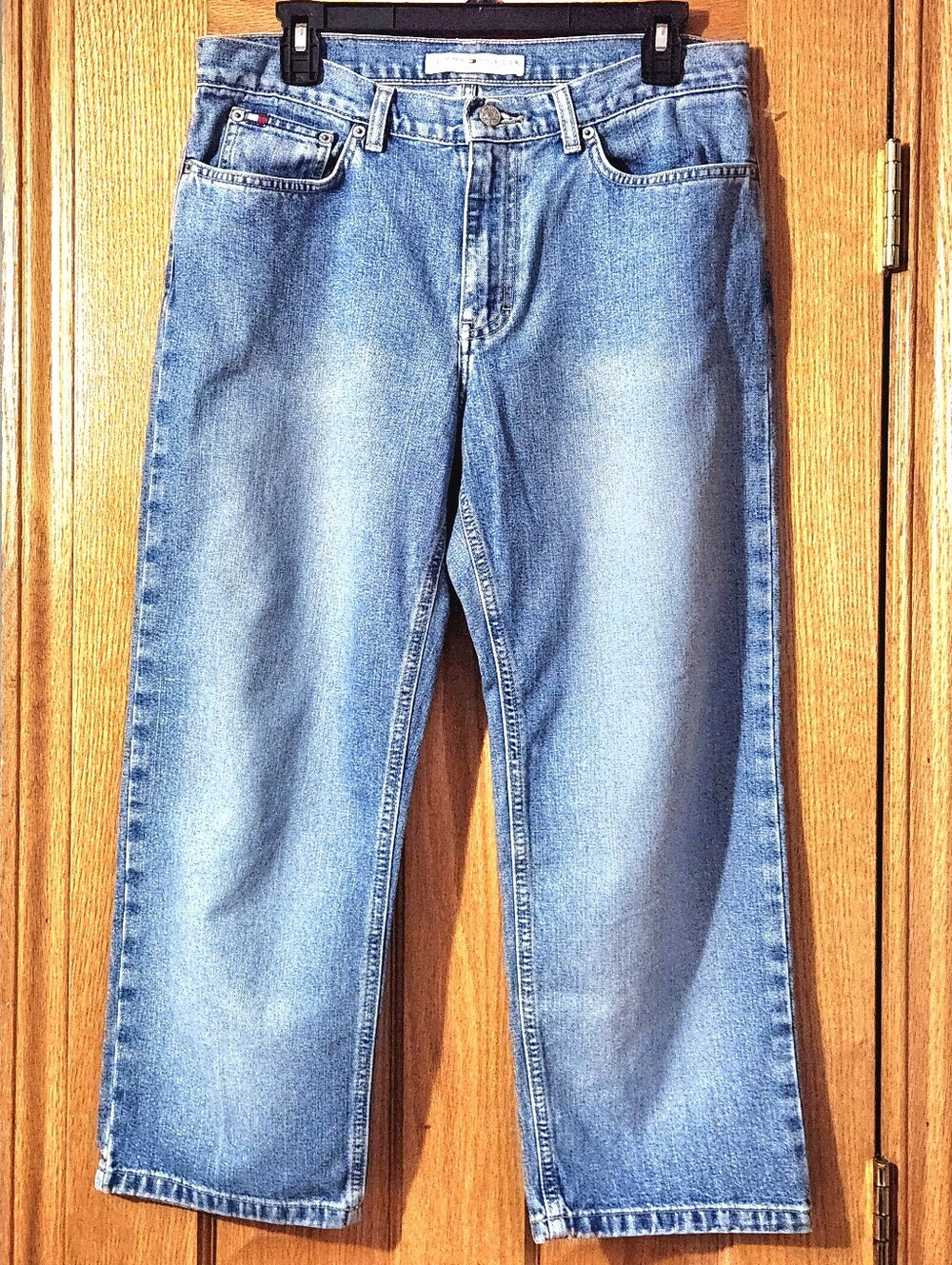Vintage Tommy Hilfiger Cropped Boyfriend Jeans Straight Leg Light Blue Sz 10 Y2K